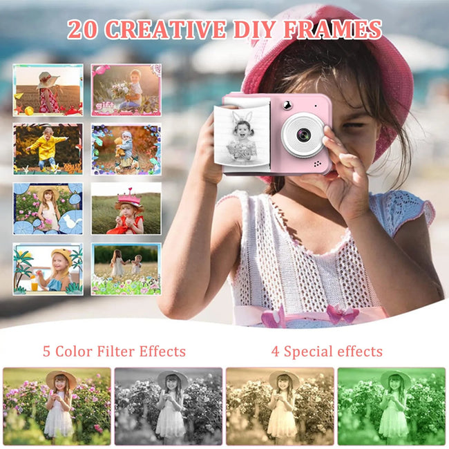 Instant Print Child Digital Camera with Larger Viewing and High-Resolution Design Gift for Children'S Day Thanksgiving MIAO-US