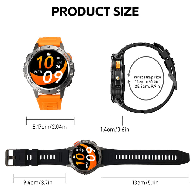 2024 New Rugged Smart Watch for Men with Wireless Calling/Receiving, Built-In Activity Fitness Tracker for 100+ Sports