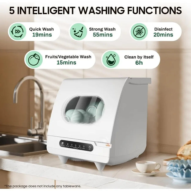 Portable Countertop Dishwasher, 5 Wash Programscountertop Dishwasher,1200 Watt Mini Countertop Dishwasher Tank Leak Proof Drying