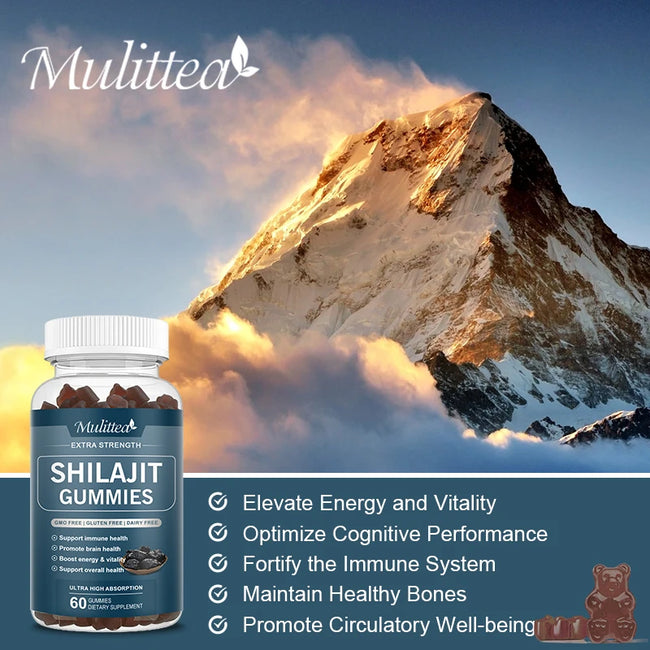 Pure Organic 100% Shilajit Gummies with 85+ Trace Mineral & Fulvic Acid Support Energy and Immune Male Hormone