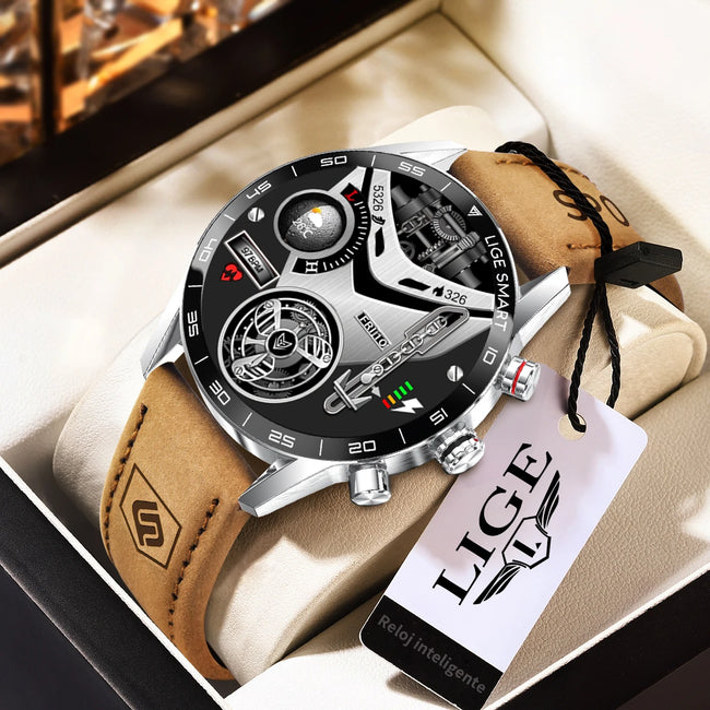LIGE New Rugged Military GPS Smart Watch Men AMOLED HD Screen Heart Rate Bluetooth Call Waterproof Outdoor Men Smartwatch 2025