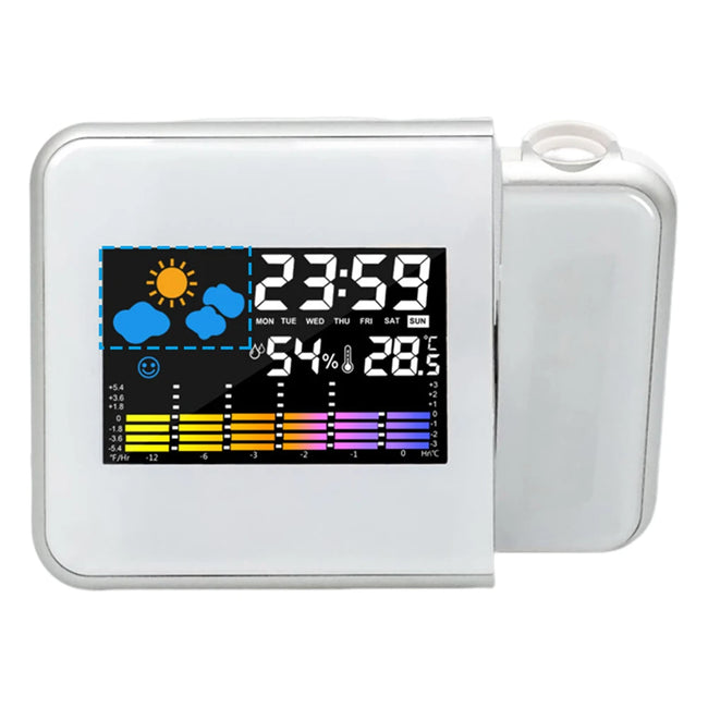 Smart Alarm Clock with Night Backlight Digital LED Projector Desk Table Thermometer Hygrometer for Home Living Room Bedroom