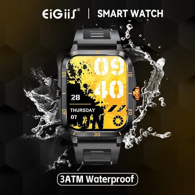 Smart Watch 3ATM Waterproof 1.96" IPS Screen Military KT71 Men 100+ Sport Mode Heart Rate Blood Pressure Bluetooth Call