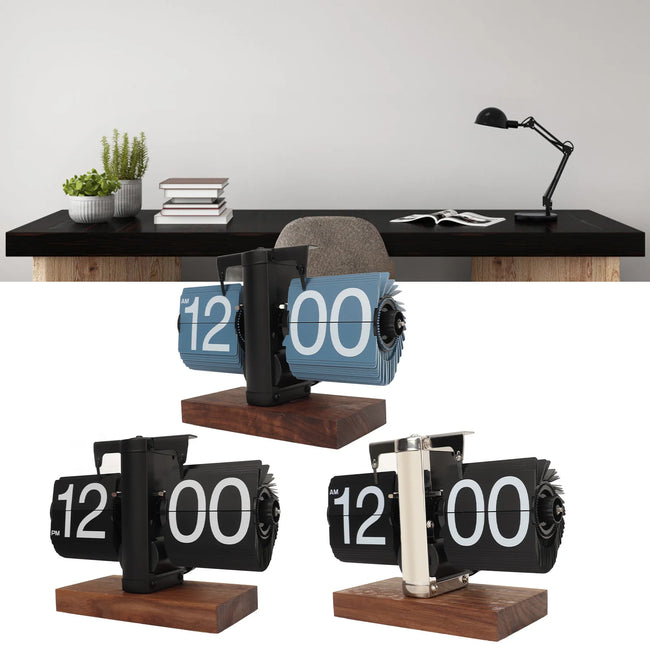 Digital down Clock Mechanical Aesthetic Easy to Read Rotating Knob Retro Clock Automatic for Office