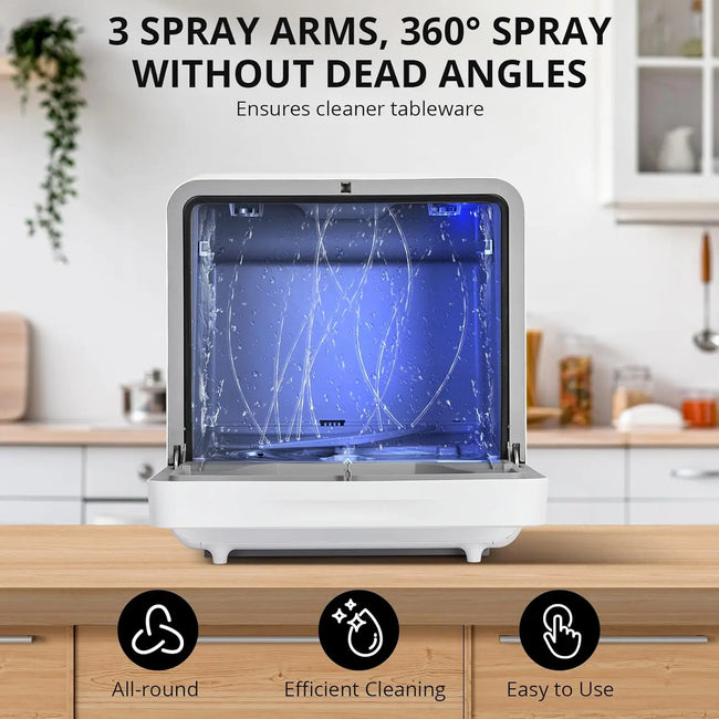 Countertop Dishwasher 6 Washing Programs Low Noice 2 Water Inlet Methods Strong Hot Air Drying Portable Dishwasher for Home