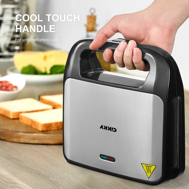 3-In-1 Waffle, Grill & Sandwich Maker, Panini Press Grill and Waffle Iron Set with Removable Non-Stick Plates