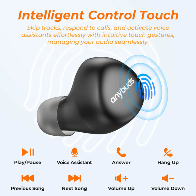 TWS Earbuds Wireless Bluetooth Headphones HD Calls Noise Cancel Ergonomic Comfortable Wear IPX5 Water Resistan Touch Control