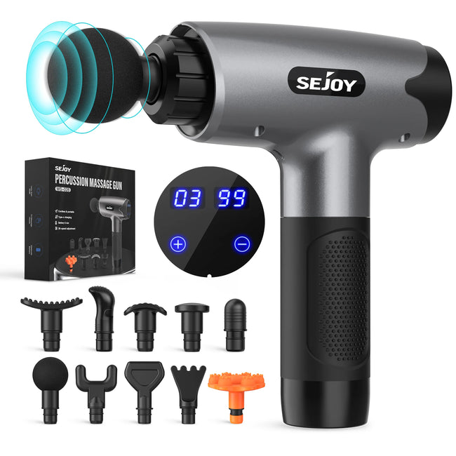 Electric Fascia Gun,Muscle Massage Gun with 10 Massage Heads,30 Speeds Percussion Tissue Back Massager for Body Back Neck Leg