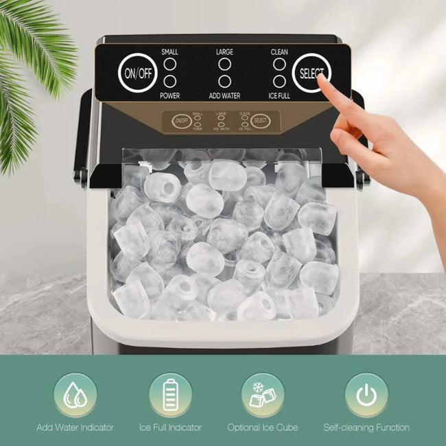 JOINSUN Countertop Portable Ice Maker, 9 Cubes in 6 Min, Self-Cleaning with Handle, Ice Scoop
