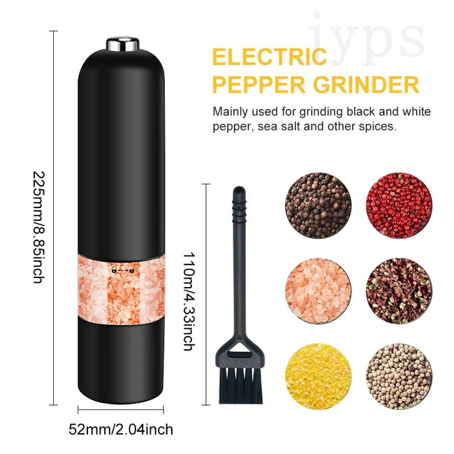 Automatic Salt Pepper Grinder Electric Spice Mill Grinder Seasoning Adjustable Coarseness Kitchen Tools Grinding for Cooking BBQ