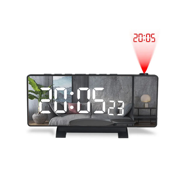 Digital Projection Alarm Clock with Rotatable Ceiling/Wall Projector Bedside Desktop Clock Large Display for Bedroom Office