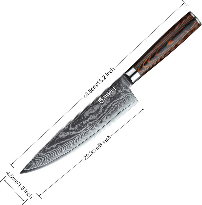 8 Inch High Quality Vg10 67 Layers Damascus Chef Knife Pakka Wood Handle Damascus Chef Knife