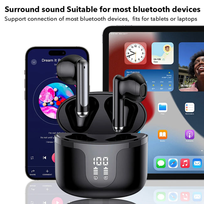 S47 True Wireless Bluetooth V5.3 Earphones with 35H Playback TWS Waterproof Earbuds for Iphone Huawei Xiaomi All Smartphone