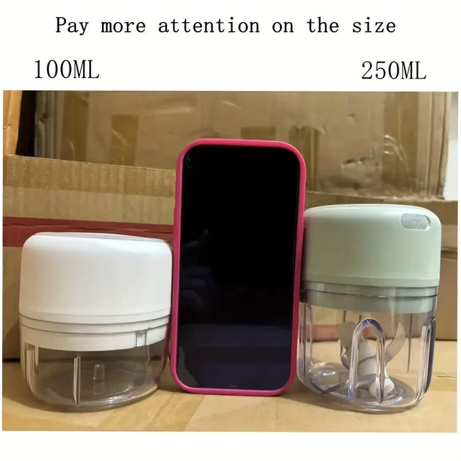 USB Rechargeable Mini Food Chopper, 100Ml & 250Ml, Portable Electric Garlic & Meat Grinder, Ideal for Cooking, Green.