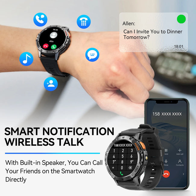 2024 New Rugged Smart Watch for Men with Wireless Calling/Receiving, Built-In Activity Fitness Tracker for 100+ Sports