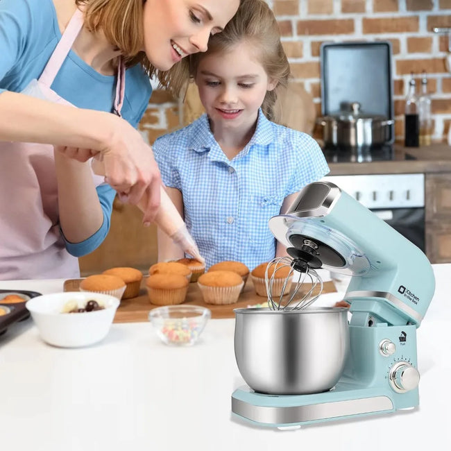 Stand Mixer,3.2Qt Small Electric Food Mixer,6 Speeds Portable for Daily Use with Egg Whisk,Dough Hook,Flat Beater (Blue)