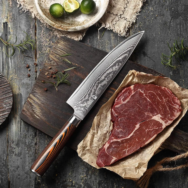 8 Inch High Quality Vg10 67 Layers Damascus Chef Knife Pakka Wood Handle Damascus Chef Knife