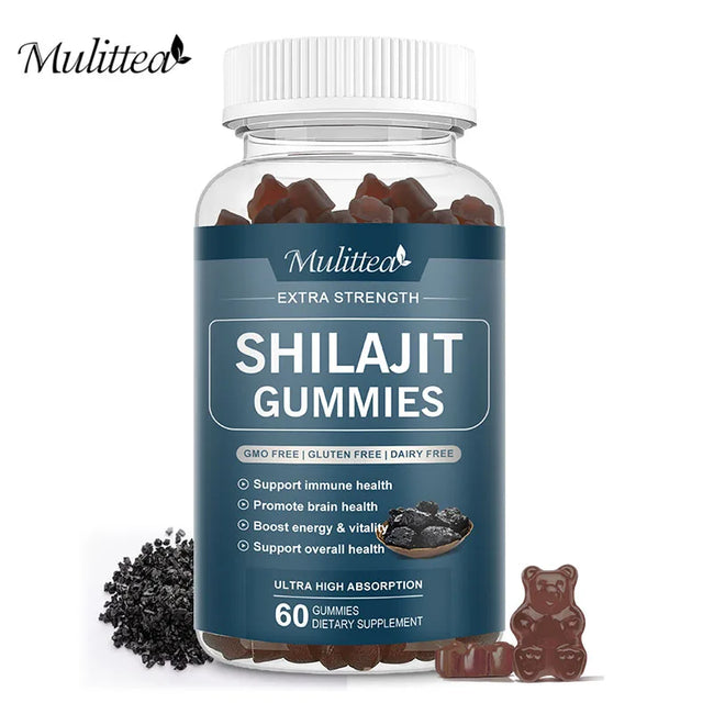Pure Organic 100% Shilajit Gummies with 85+ Trace Mineral & Fulvic Acid Support Energy and Immune Male Hormone