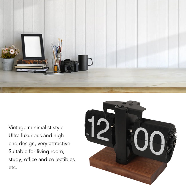 Digital down Clock Mechanical Aesthetic Easy to Read Rotating Knob Retro Clock Automatic for Office