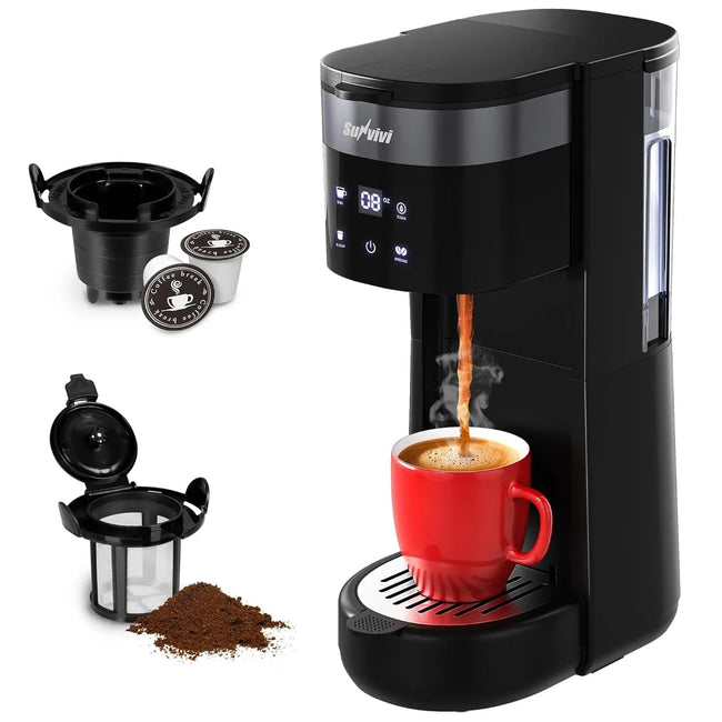 3-In-1 Single Serve Coffee Machine,Brewer for K-Cup Pods, Ground Coffee, and Teas, 30Oz Removable Water Reservoir, Brew Sizes 8