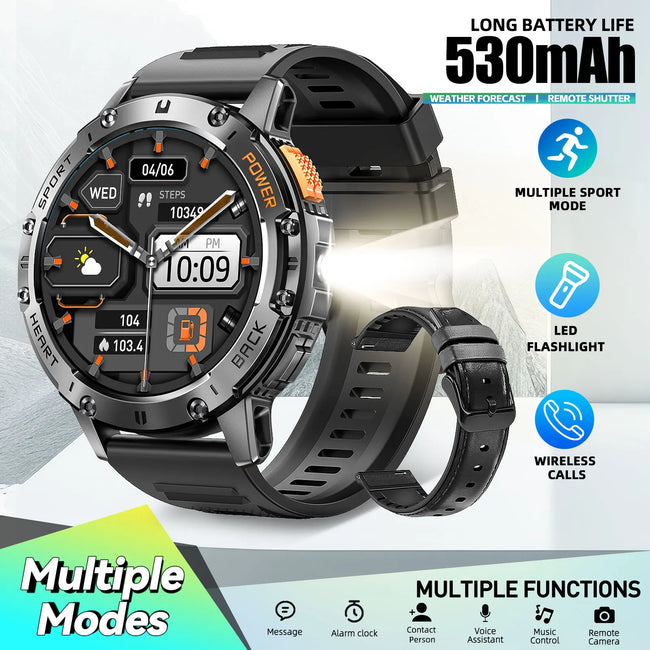 2024 New Rugged Smart Watch for Men with Wireless Calling/Receiving, Built-In Activity Fitness Tracker for 100+ Sports
