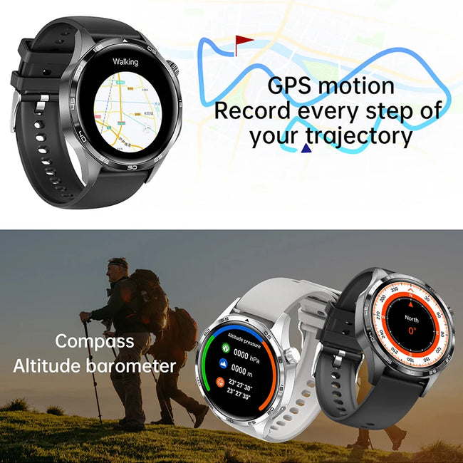 New Men'S Smart 5.0 Bluetooth Call Supports GPS Function NFC Watch Heart Rate Health Monitoring 1.53-Inch Smart Watch