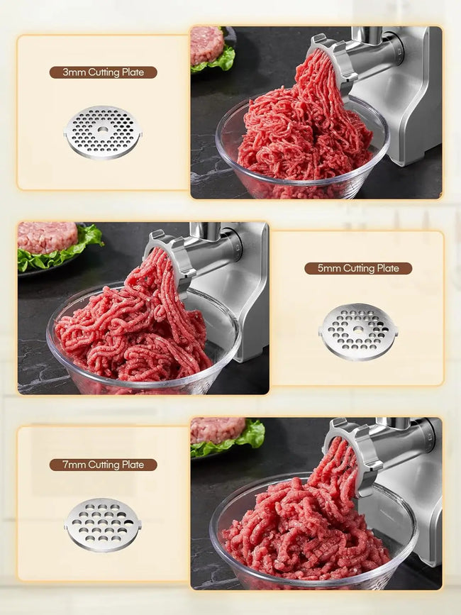 Meat Grinder Heavy Duty - 5 In1 Meat Grinder for Home Use - 3000W Max Powerful - Sausage Stuffer with 3 Stainless Steel