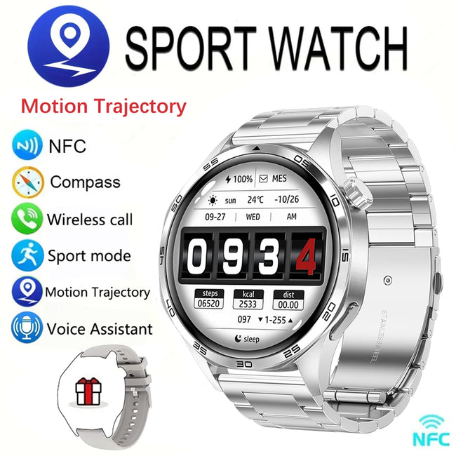 New Men'S Smart 5.0 Bluetooth Call Supports GPS Function NFC Watch Heart Rate Health Monitoring 1.53-Inch Smart Watch