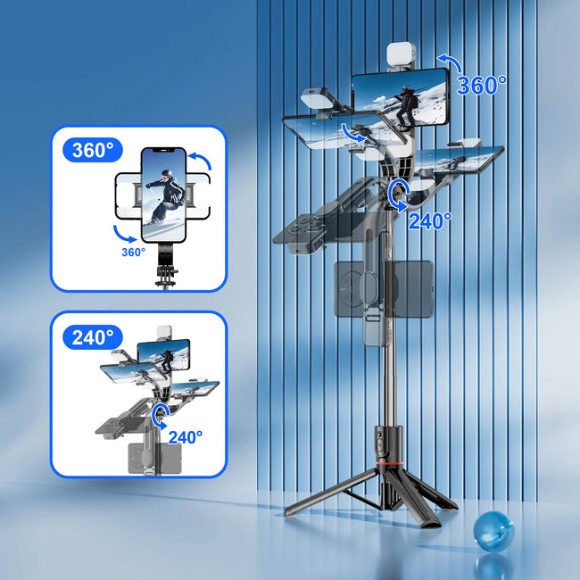 L13D 1160Mm Front Rear Fill Light Bluetooth Tripod Selfie Stick Tripe Stabilizer Remote Shutter for Android IOS Cellphone