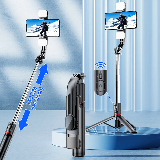 L13D 1160Mm Front Rear Fill Light Bluetooth Tripod Selfie Stick Tripe Stabilizer Remote Shutter for Android IOS Cellphone
