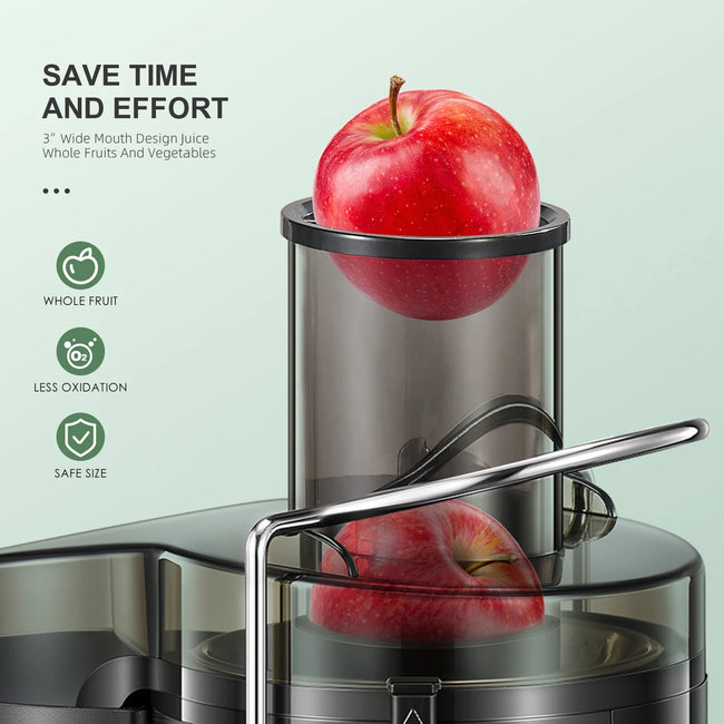 Juicer Machine, 500W Centrifugal Juicer Extractor with Wide Mouth 3” Feed Chute for Fruit Vegetable, Easy to Clean