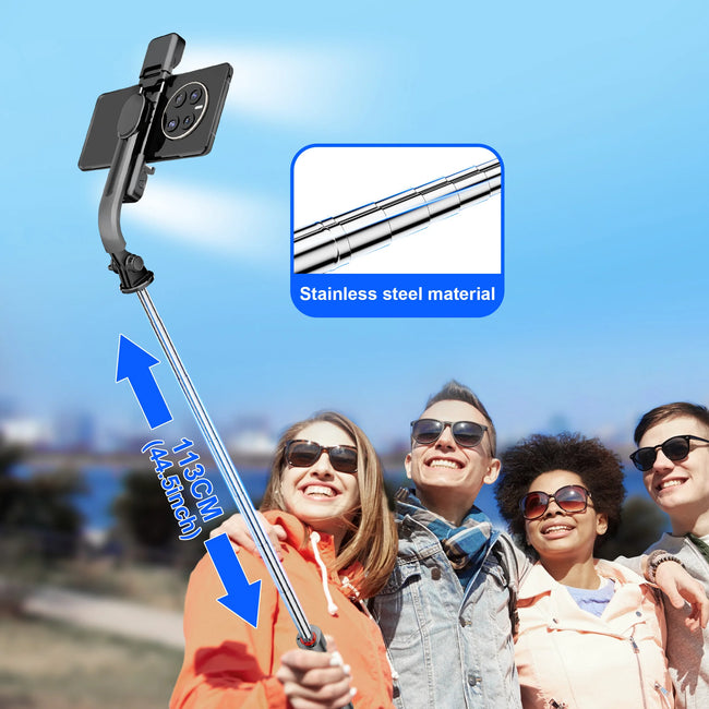 L13D 1160Mm Front Rear Fill Light Bluetooth Tripod Selfie Stick Tripe Stabilizer Remote Shutter for Android IOS Cellphone