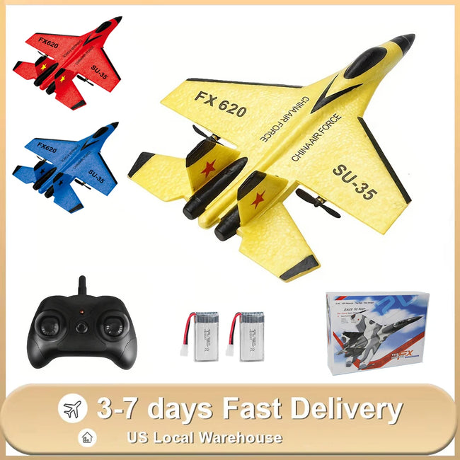 FX620 RC Airplane 2.4G Remote Control Glider SU35 EPP Foam Plane Radio Control Aircraft with LED Light Toys for Children