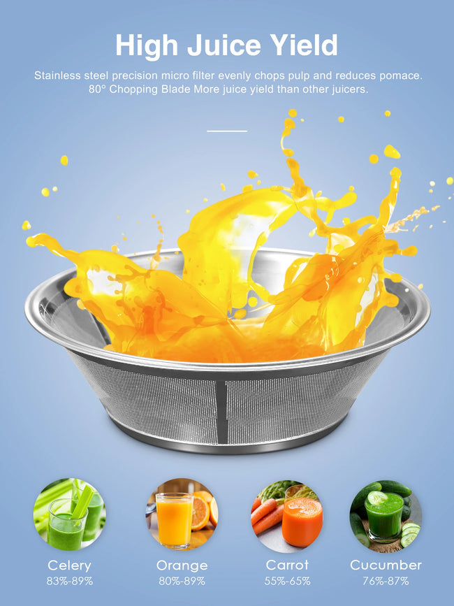 Juicer Machine, 500W Centrifugal Juicer Extractor with Wide Mouth 3” Feed Chute for Fruit Vegetable, Easy to Clean