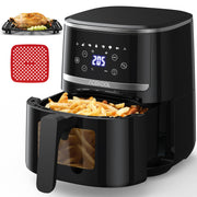5 Quart Digital Display Air Fryer Toaster Oven Combo with 8 Cooking Presets, Visible Window