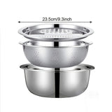 Stainless Steel 3-In-1 Vegetable Strainer Slicer Cutter Graters Drain Basket Salad Maker Bowl