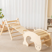 Climbing Toys for Toddlers, Foldable Montessori Wooden Arch Climber Ladder with Sliding Ramp