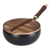 Nonstick Pure Iron Wok & Wooden Handle Saucepan Non-Coated Cast Iron Pan 22cm/24cm/28cm Wok Frying Pan
