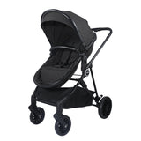 2-In-1 Baby Stroller Folding High Landscape Pram Pushchair, Adjustable Handler, Extra Storage, Spacious Seat, Removable Footmuff