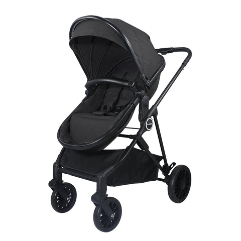 2-In-1 Baby Stroller Folding High Landscape Pram Pushchair, Adjustable Handler, Extra Storage, Spacious Seat, Removable Footmuff