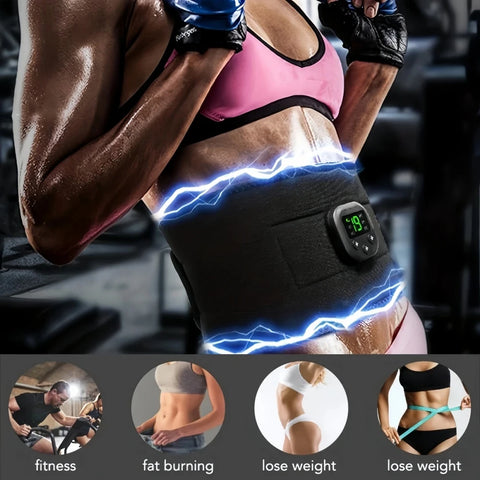 USB Electric EMS Body Shaping Massage Band - Abdominal Muscle Training Body Shaping Massager 19 Muscle Stimulation Graphene Band