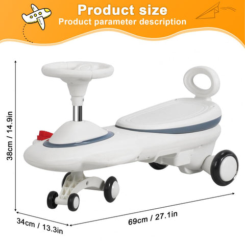 6.7V Electric Wiggle Car With Pedal And Music, 2 In 1 Swing Ride On Toy