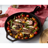 10.25 Inch Cast Iron Skillet – Pre-Seasoned Frying Pan with Teardrop Handle – Oven, Stovetop, Grill & Campfire Use