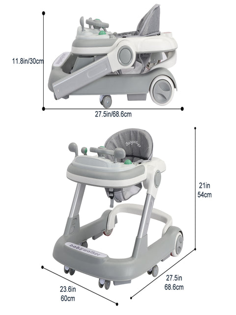 UBRAVOO Push Walker with Detachable Feeding and Music Trays, 2 In 1 Walker