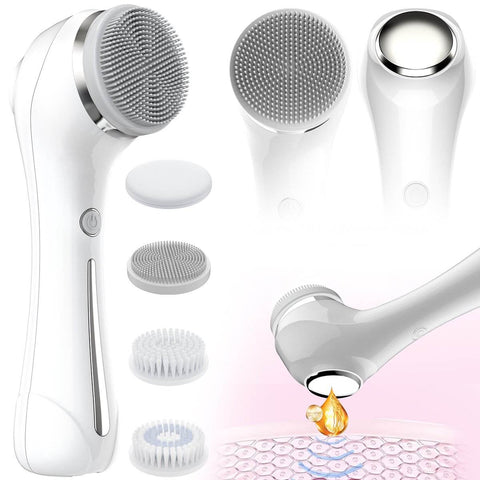 Face Scrubber Sonic Facial Cleansing Brush with 5 Interchangeable Brush Head IPX7 Waterproof