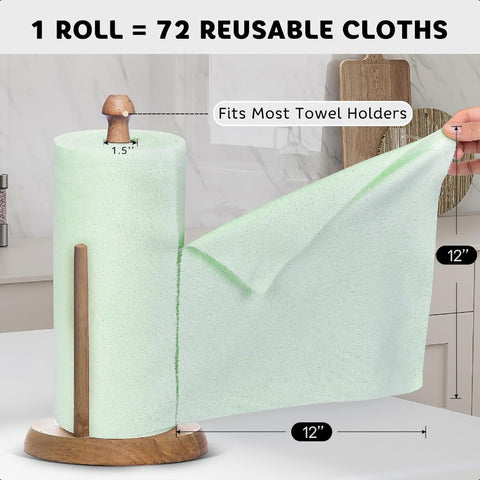 Microfiber Cleaning Cloth Roll 72Pack 12" x 12" Reusable Paper Towels and Washable Tear Away Towels Ultra Water Absorbent