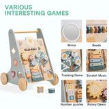Wooden Baby Walker with Wheels Montessori Push Toys for Babies Learning to Walk (Gray Color)