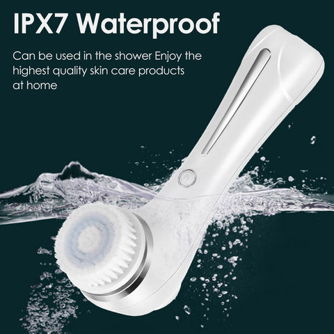 Face Scrubber Sonic Facial Cleansing Brush with 5 Interchangeable Brush Head IPX7 Waterproof