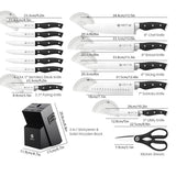 Professional Stainless Steel 15 PCS Kitchen Knife Set With Built-in Knife Sharpener Block