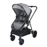 2-In-1 Baby Stroller Folding High Landscape Pram Pushchair, Adjustable Handler, Extra Storage, Spacious Seat, Removable Footmuff